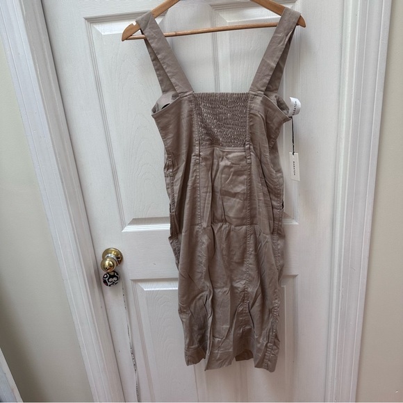 NWT Aritzia Babaton Kofi Dress Tan Linen Blend Button Front Tank Dress - Picture 10 of 11